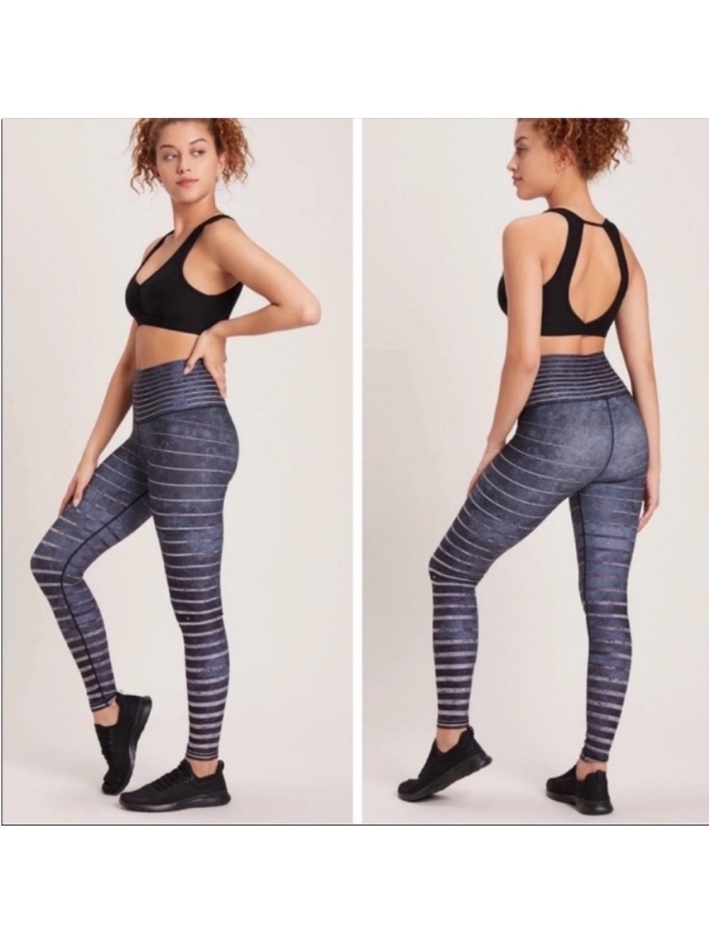 Niyama Sol leggings Large stripes athletic athleisure soft yoga gym granite walk